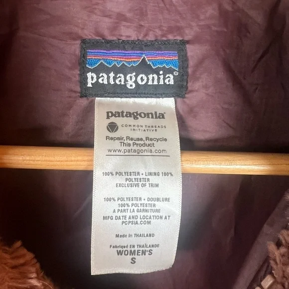 Patagonia Pelage Fleece Wide Collar Outdoor Jacket Faux Fur Size small - Picture 6 of 11